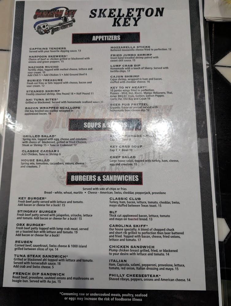 Skeleton Key Bar and Grille Menu image 1
